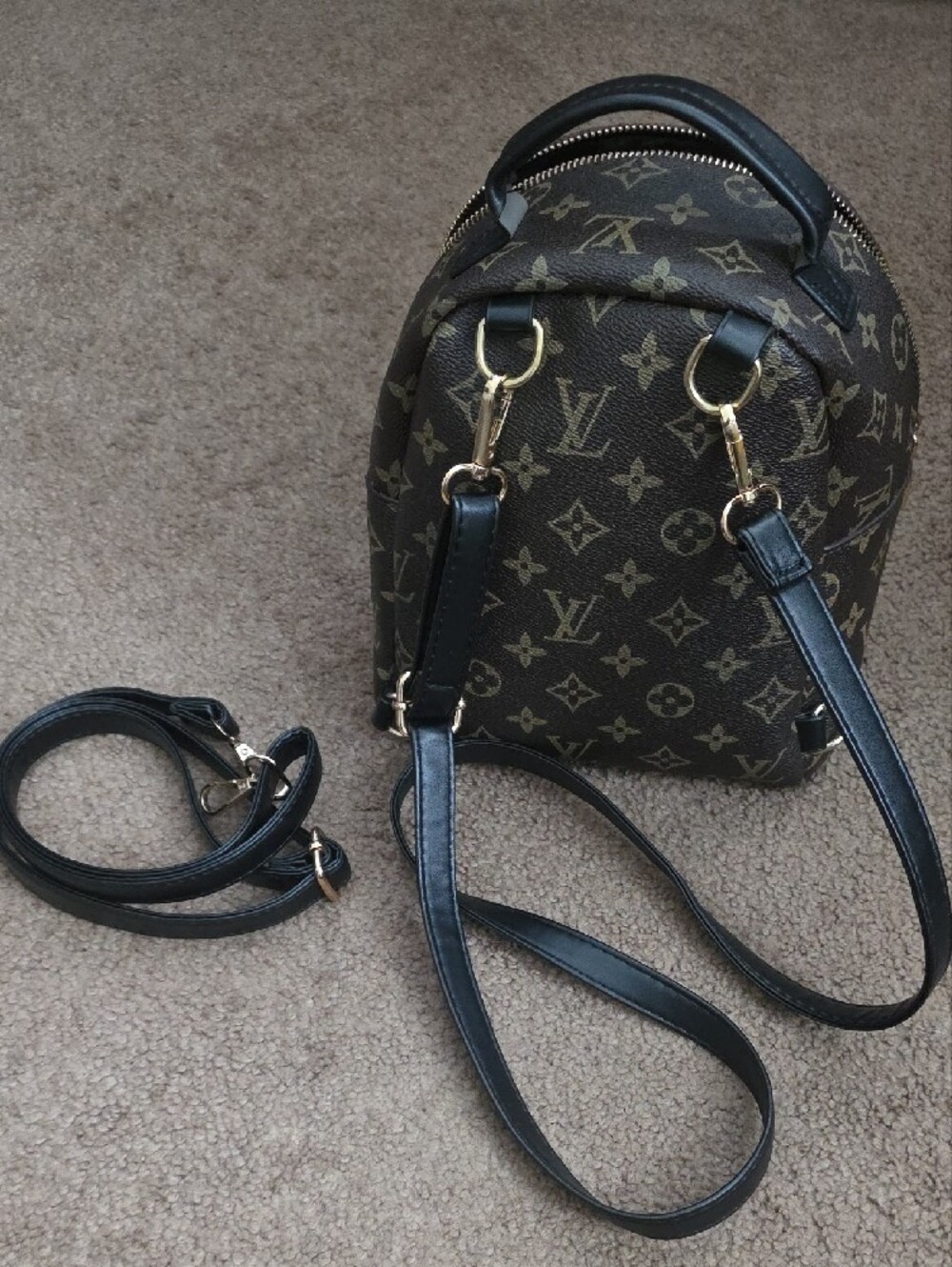 Mini Backpack with Gold Hardware - Picture 8 of 8